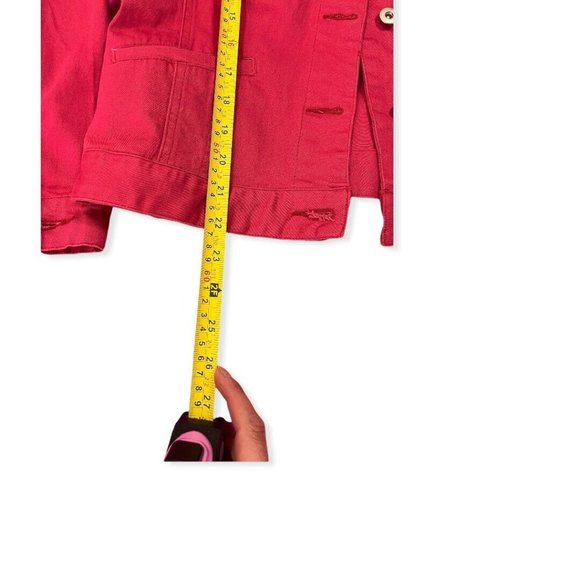Cranberry Red Jean jacket Explore Cotton Blend Stretch Spring Pockets - Picture 5 of 6